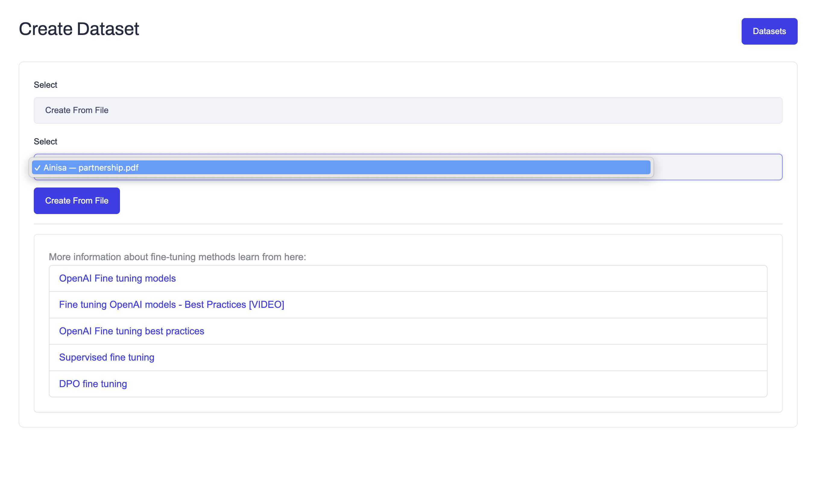Create dataset from file