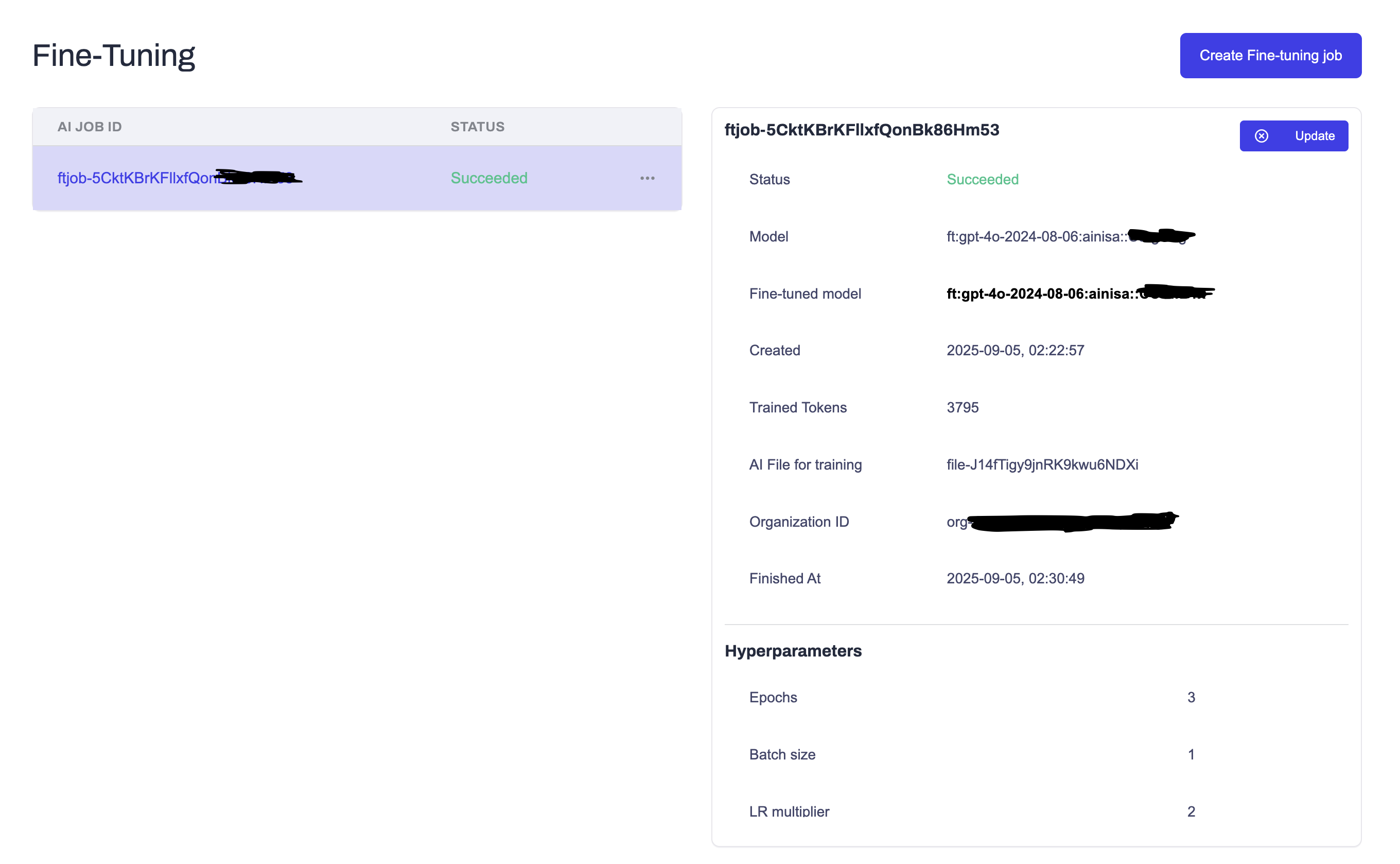 Fine-tuning list and job details