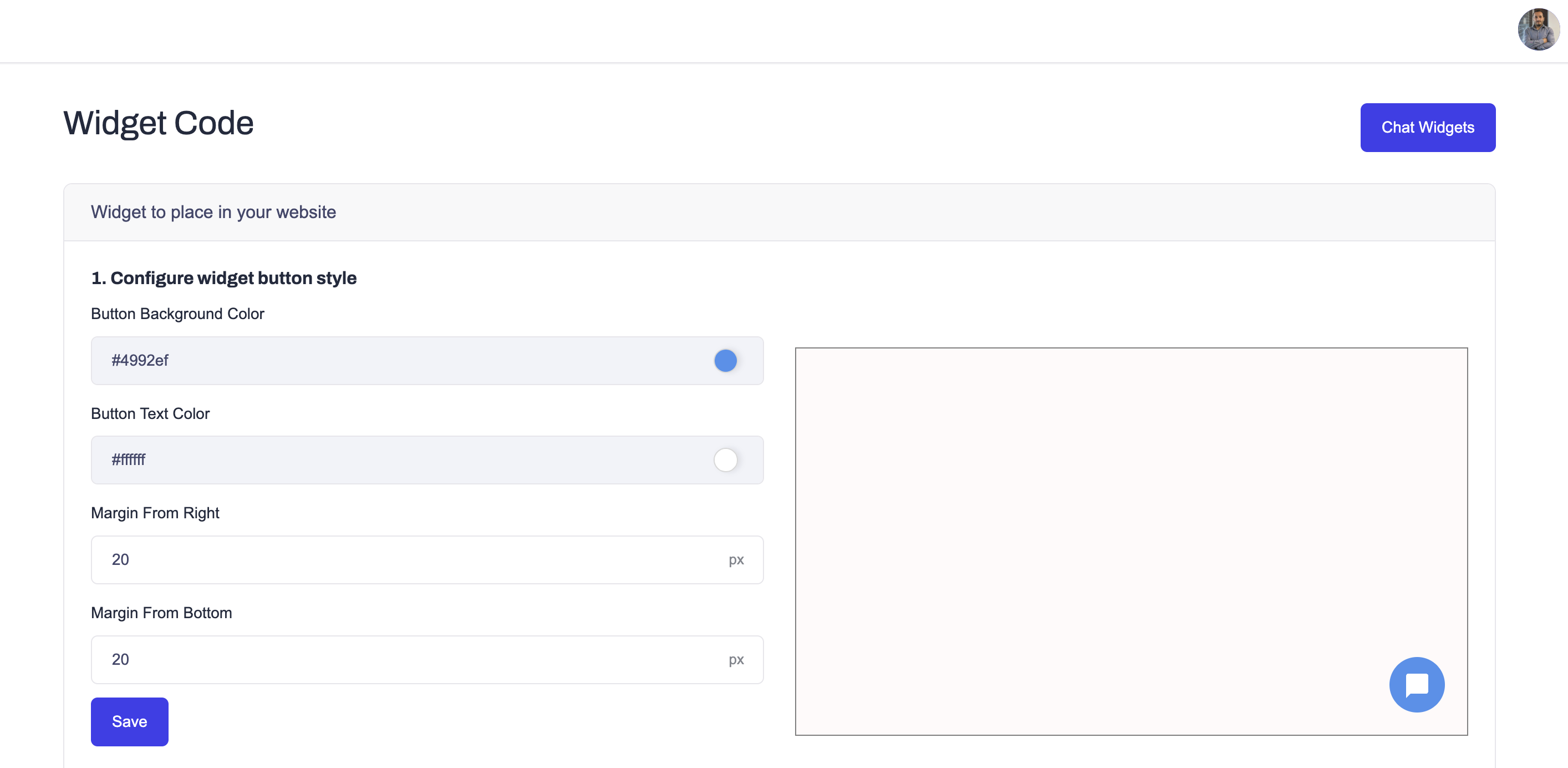 Widget Button Configuration